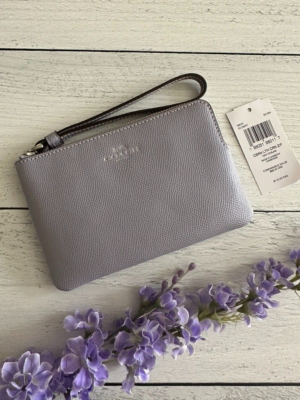 BN Coach Corner Zip Wristlet Mist Leather 58032 New | eBay
