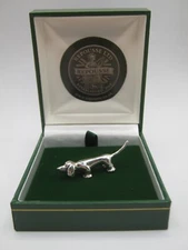 Gorgeous Sterling Silver & Real Diamond Dachshund Sausage Dog Statue "Betsie"