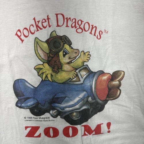 Vintage Screen Stars Men’s Lg White Tshirt Pocket Dragons Zoom 1998 Nerdcore - Bild 2 von 7