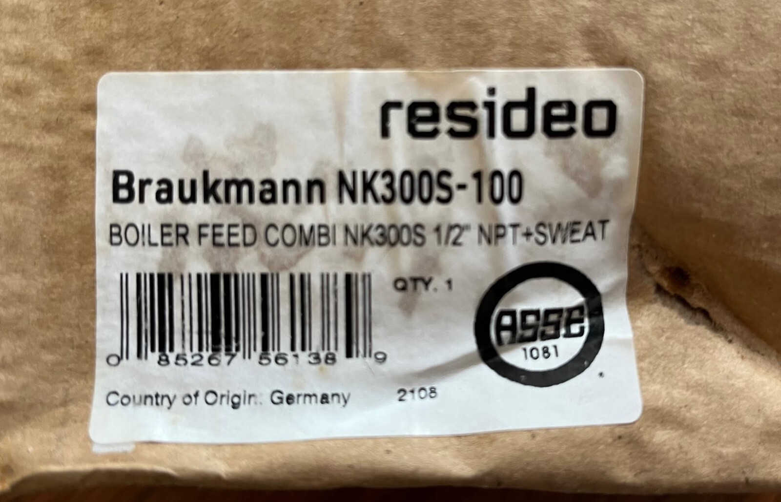 Resideo Braukmann NK300S-100 Boiler Feed Combination Valve Used