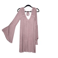 American Eagle Shirtdress Shift Dress Medium Dusty Rose Trumpet Sleeve Boho