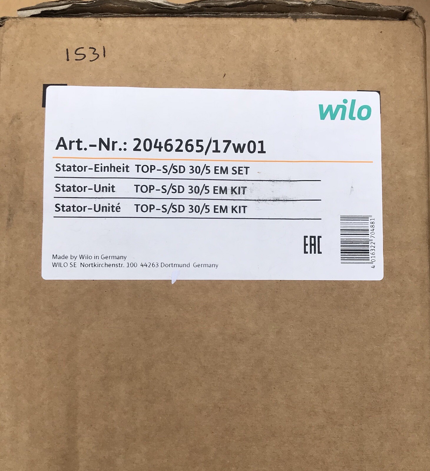 Wilo Pump Replacement Head stator unit TOPS/SD 30/5 2046265 230v 1531