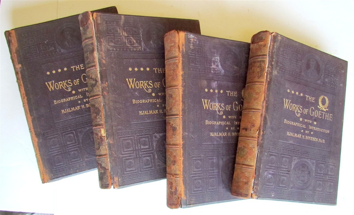1885 4 VOLUMES WORKS OF GOETHE antique AMAZINGLY ILLUSTRATED
