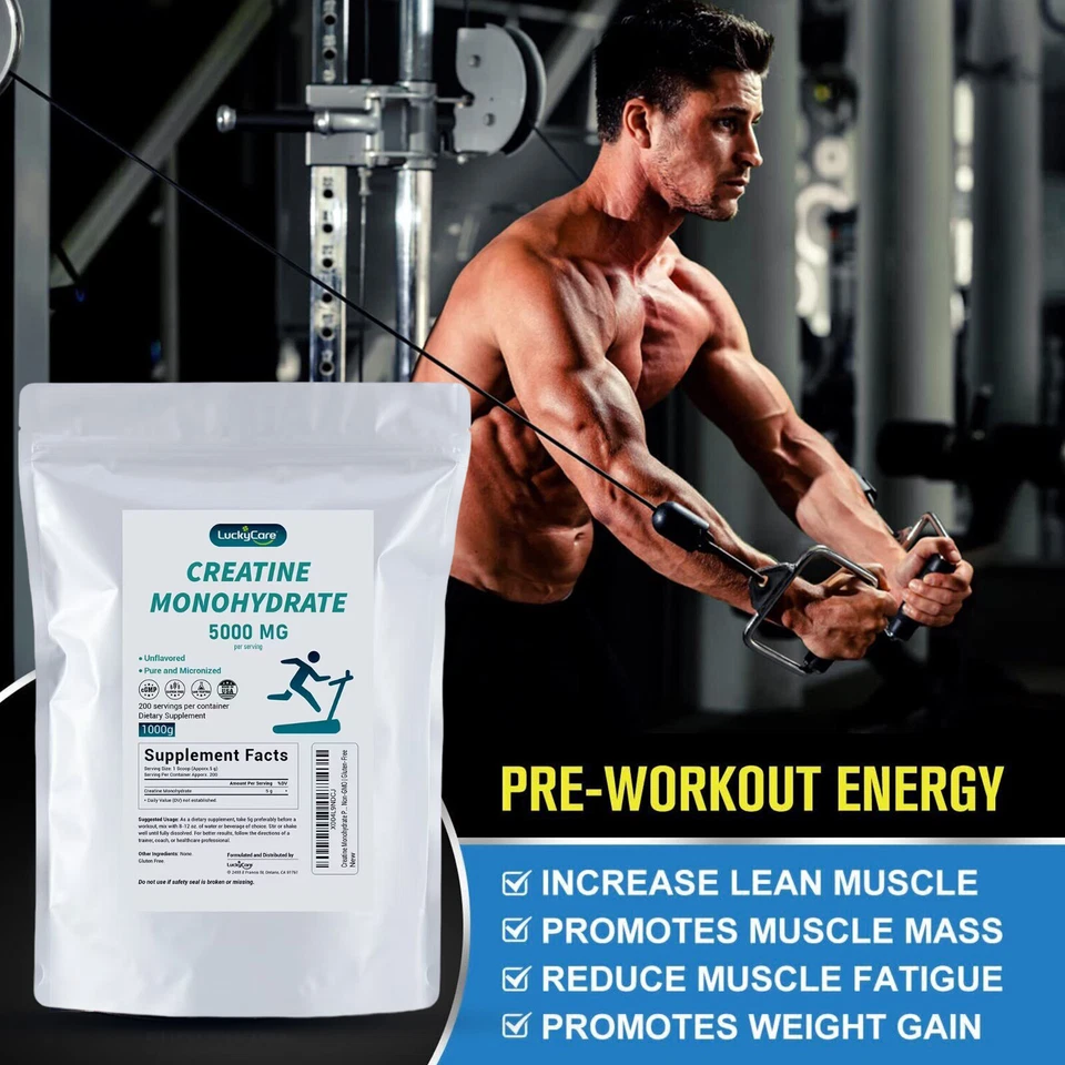 Creatina Monohidrato en Polvo 1000 g SIN TRANSGÉNICOS 100 % Creatina Pura en Polvo 200 Porciones Foto 2 de 4