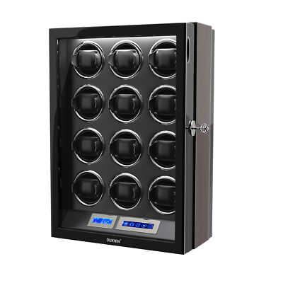 DUKWIN Automatic 12 Watch Winder Display Case Box LCD Touch Screen Display LED