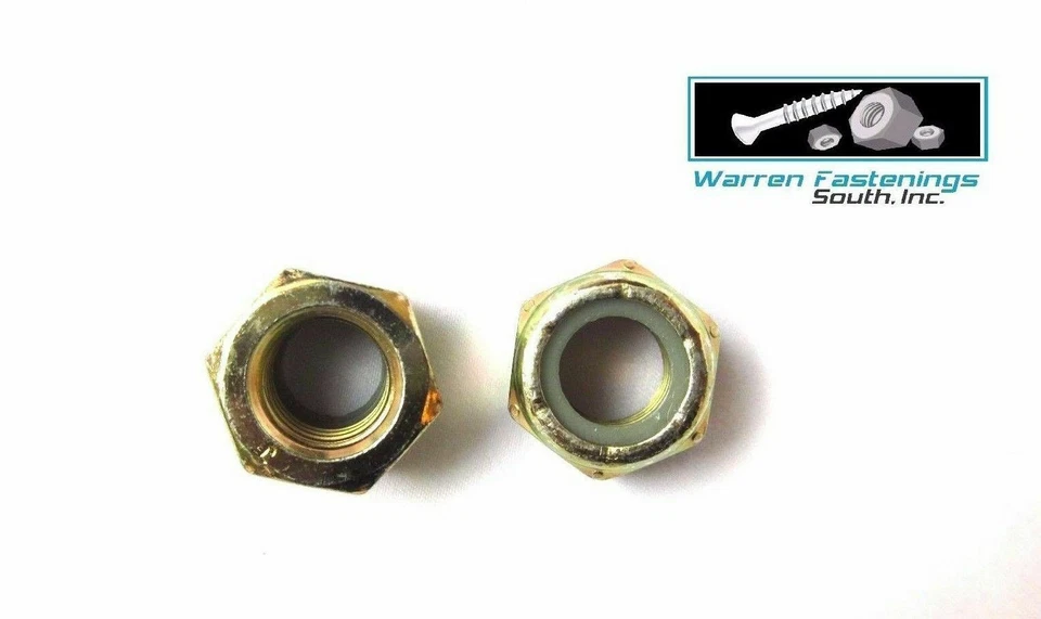 WARREN FASTENINGS SOUTH 5/8-18 fine Thread Grade 8 Nylon Insert Hex Lock Stop Nut Yellow Zinc 100pc