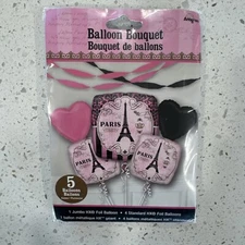 Anagram #34852  A DAY IN PARIS, Love Paris Balloon Bouquet Party - 5pc - NEW