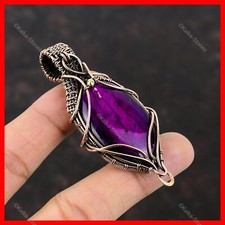 Valentines Deal Copper Purple Fire Labradorite Gemstone Wire Wrapped New Pendant