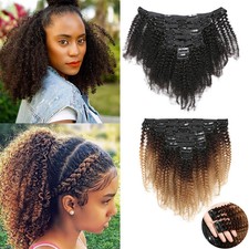 Mongolian Afro Kinky Curly Clip In Human Hair Extension African Curly Hair Weave