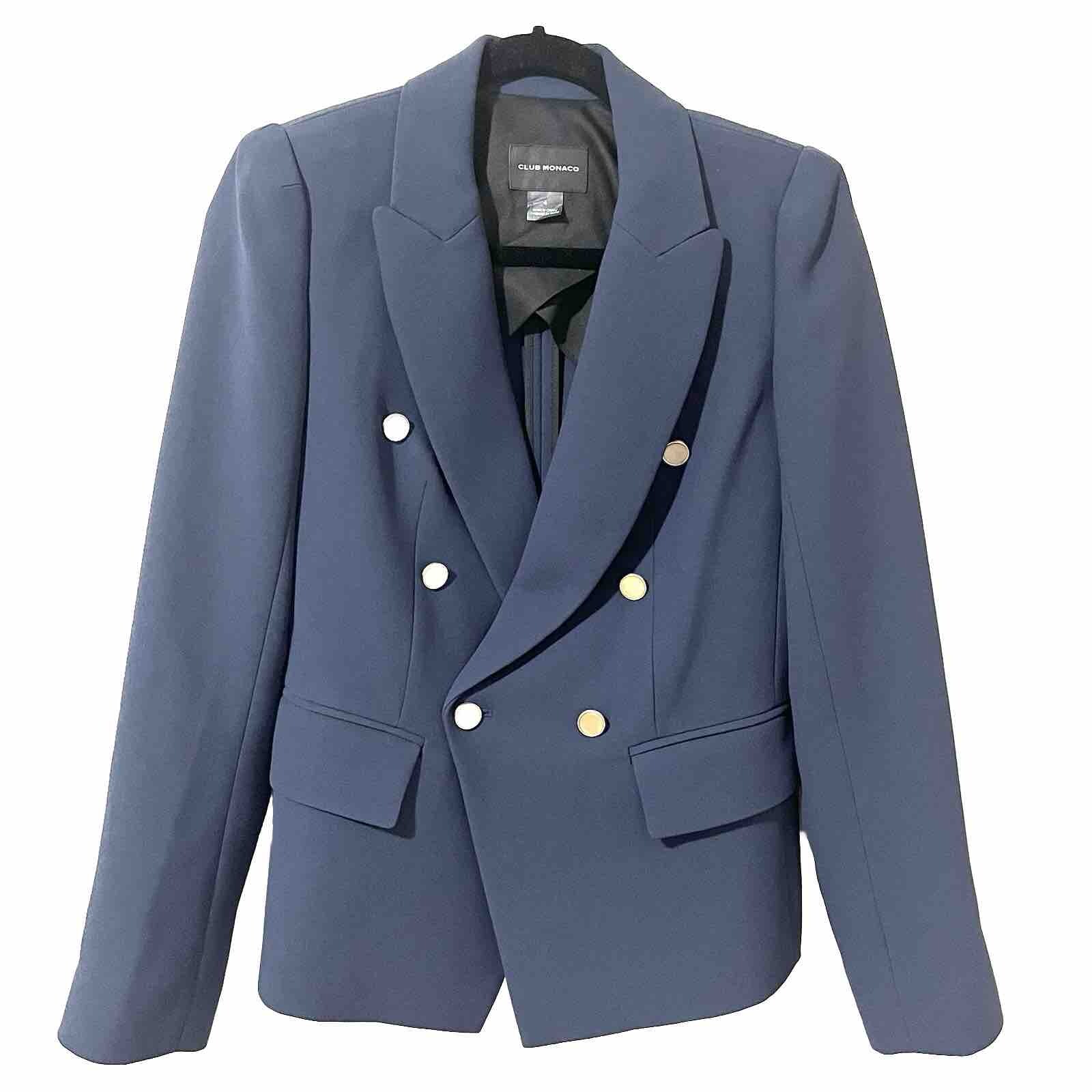 Club Monaco Women's Jodie Double Breasted Blazer Blue Size