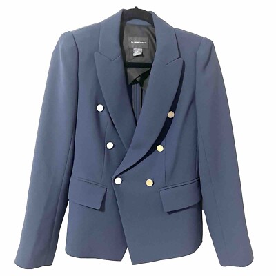 Club Monaco Women's Jodie Double Breasted Blazer Blue Size