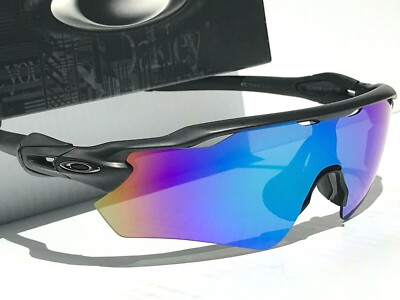 NEW Oakley RADAR EV PATH Matte Black w POLARIZED Galaxy BLUE Lens