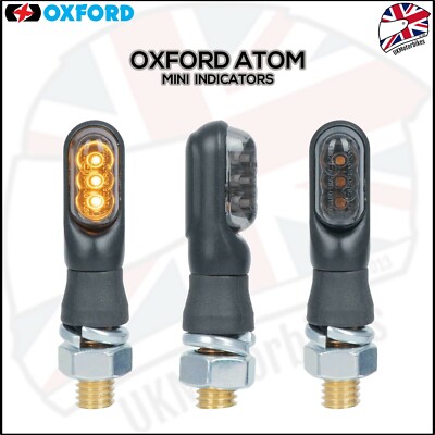 Oxford ATOM Motorcycle Mini Indicators Black With 2 Resistors - 13 x 58mm