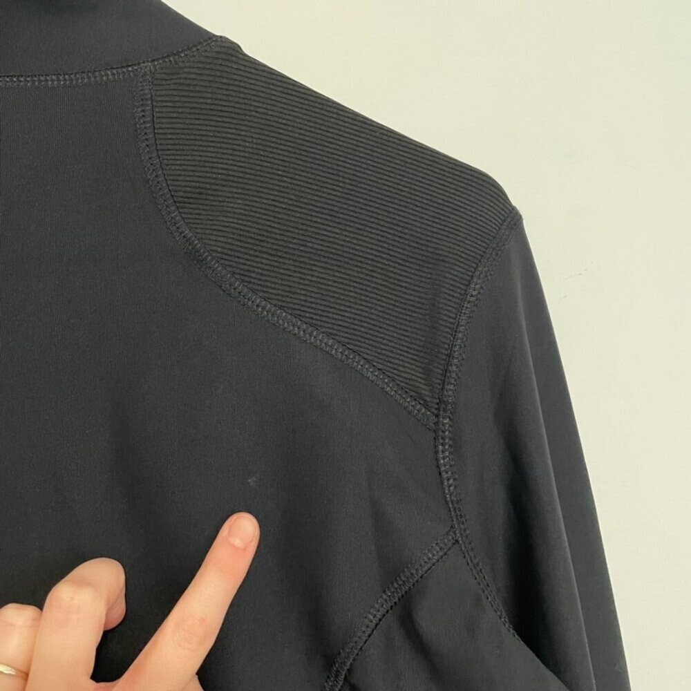 APANA Solid Black Full Zip Collared Thumbholes Ac… - image 14