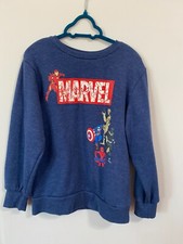 Kids Small Marvel Long Sleeve Shirt Blue Avengers sweatshirt A17 