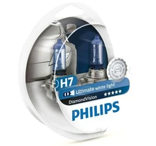 Philips Pack of 2 H7 Halogen Headlight Bulbs Diamond Vision 5000K Ultimate White