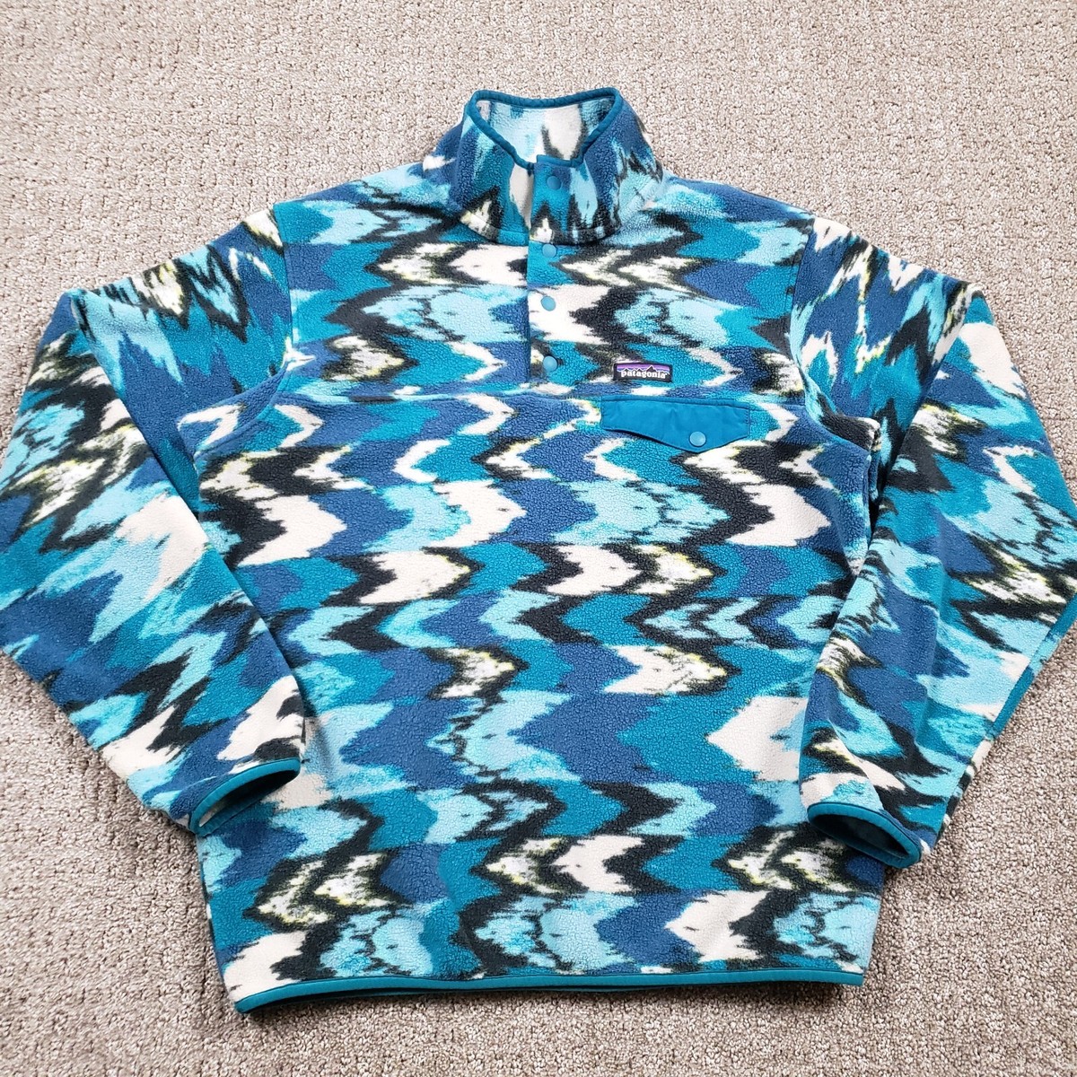 Patagonia Jacket Womens Medium Synchilla Snap-T Fleece Blue Trout
