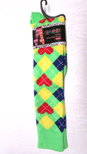 NEW Women's ARGYLE Design Colorful green Patterned Knee High Socks 9-11