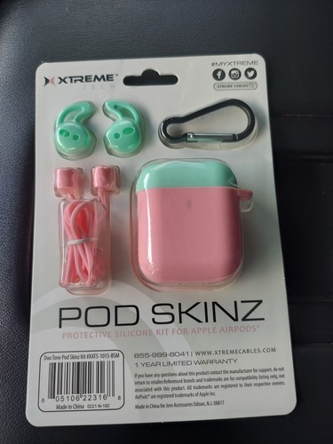 XTREME TECH Pod Skinz Protective Silicone Kit For Apple AirPods NEW pink case - Photo 2 sur 5