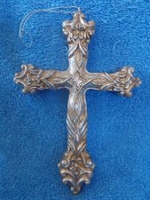 New Ornate Cross Gold Silver Glitter Color 2 Sided Christmas Ornament 7"  4