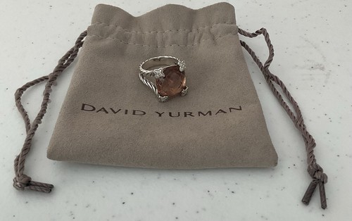 DAVID YURMAN STERLINGSILBER/MORGANIT/DIAMANTEN AUF PUNKTRING! GRÖSSE 6,5