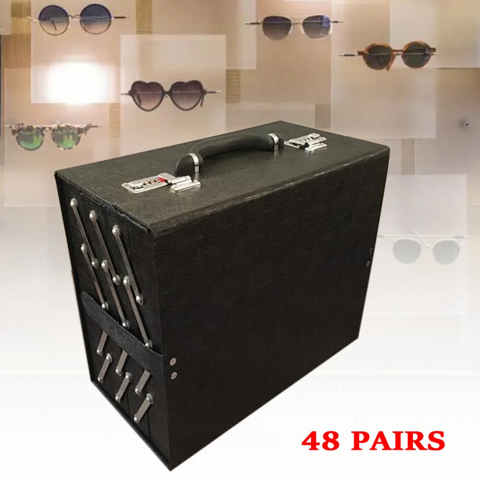 Negro 48 Pares Anteojos Gafas de Sol Almacenamiento 48 Ranuras Estuche Exhibición Organizador Caja Foto 4 de 4