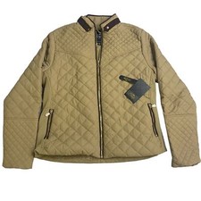 Women’s Quilted Puffer Jacket M Elegant Casual Cottagecore Fur Insulated Barn