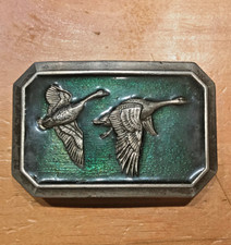 VINTAGE GREEN ENAMEL 1976 GREAT AMERICAN FLYING GEESE BELT BUCKLE
