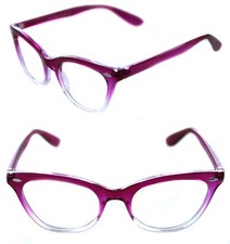 Women's Cat Eye Vintage Clear Lens Eye Glasses small Fuchsia Pink Clear Frame