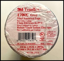 PREMIUM GRADE 3M TEMFLEX GRAY VINYL ELECTRICAL TAPE 3/4" X 66' PKG OF 10-PIECES