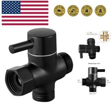 Solid Brass 3-way G1/2 Shower Diverter Matte Black