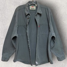 VTG 90s Levi  s Sage Green Metal Button Down Denim Shirt Men  s Large 25  x30  READ