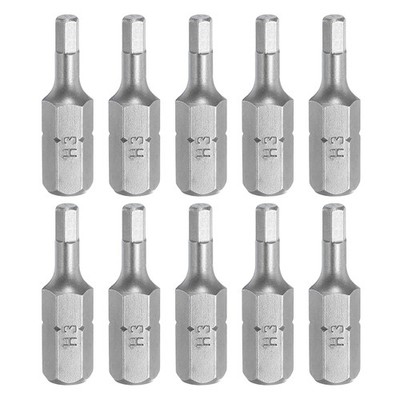 10 Stück 1/4'' H3-Kopf 1'' Länge Sechskant-Bohrer für Hex-Schäft