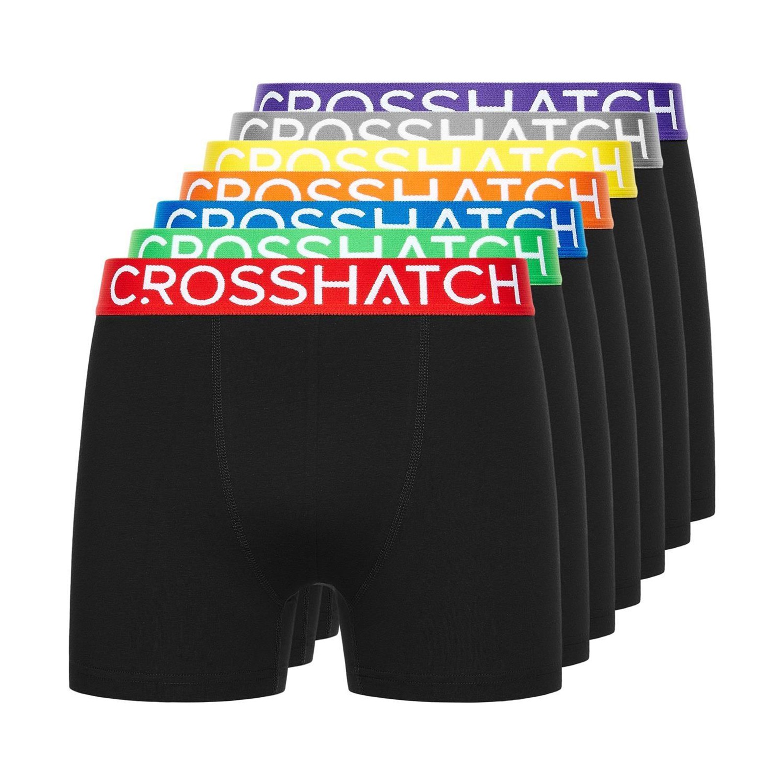 Crosshatch Septet Mens 7pk Casual Boxer Shorts Comfort Underwear Black Assorted