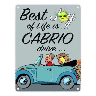 Best Joy of Life is Cabrio drive Metallschild in 15x20 cm in grau