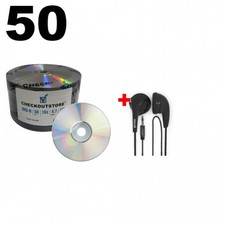 50 Grade A 16X DVD-R 4.7GB Shiny Silver Shrink Wrap  FREE Maxell Earbud