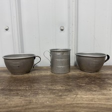 Lot (3) Vtg Aluminum Measuring Cups Handles 1 Cup Measuring Cups.