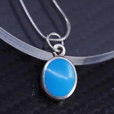 20 , VTG sterling silver 925 snake necklace double sided turquoise onyx pendant