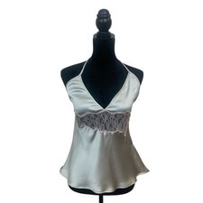 Zara Women's XL Camisole Silver Pastel Pink Dainty Lace Trim Y2K Whimsical Fairy