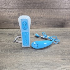 OFFICIAL NINTENDO WII BLUE MOTION PLUS CONTROLLER RVL-036 BLUE NUNCHUK RVL-004