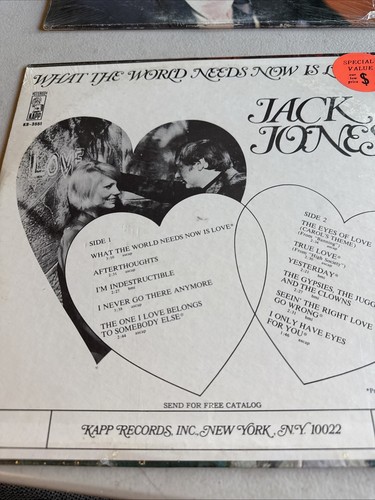 Jack Jones~”SEALED” “NOS” Dear Heart and What The World Needs Now (2) LPs LOT - Picture 4 of 6