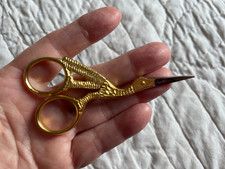 Pair Of Sharp Gold  Silvertone Stork Embroidery Scissors 1.5x3.75 New