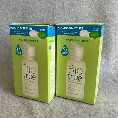 2pk Bio True Contact Lens Solution Travel Kit w/ Lens Case Bausch + Lomb Expired