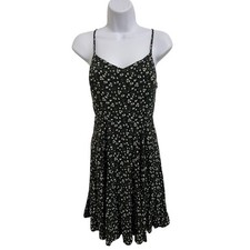 Old Navy Black Floral Smocked Spaghetti Strap Mini Dress Cottagecore Boho Small