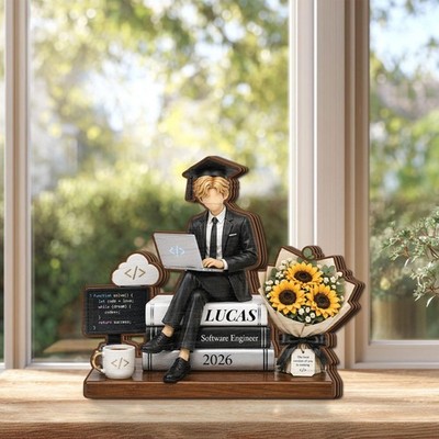 Personalized Computer Science Graduate Wooden Block Sign, Coding Graduation Gift