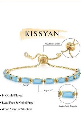 Tennis Bracelet Kissyan, 14K Gold Plated Cubic Zirconia Adjustable Braclet