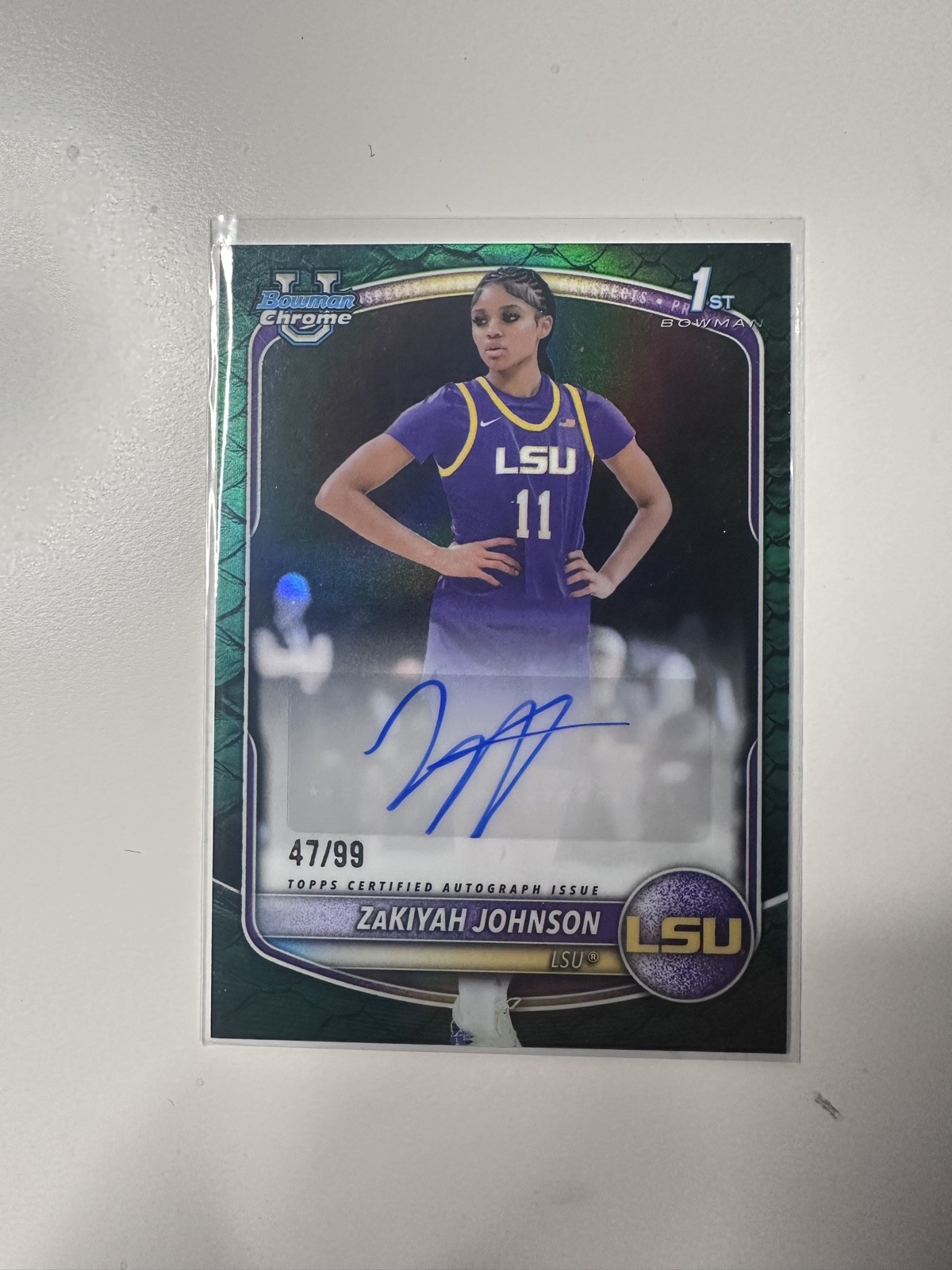 2025-26 Bowman - Chrome Prospect Autographs ZaKiyah Johnson #CPA-ZJ Green RC)