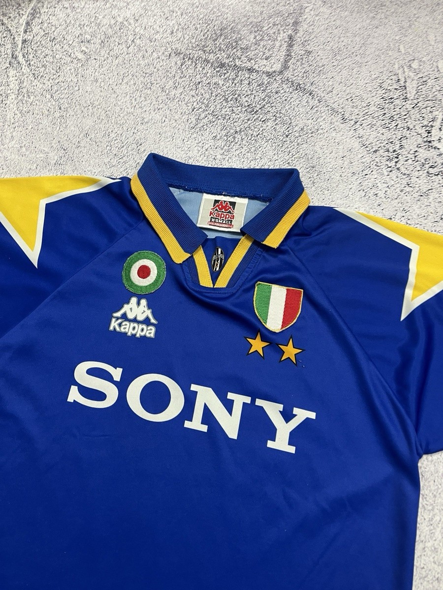 95-96 ユベントス　Kappa ユニフォーム　正規品　SONY ヴィンテージ 激レア> 95/96 ユベントス ユニフォーム レトロ L ヴィンテージ