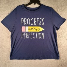 Shein Womens Multicolor Top Size XL (12) Progress Over Perfection Education Soft