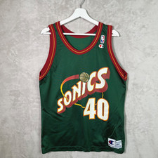 Shawn Kemp Seattle Supersonics Champion Men's 44 XL Jersey Green NBA Sonics